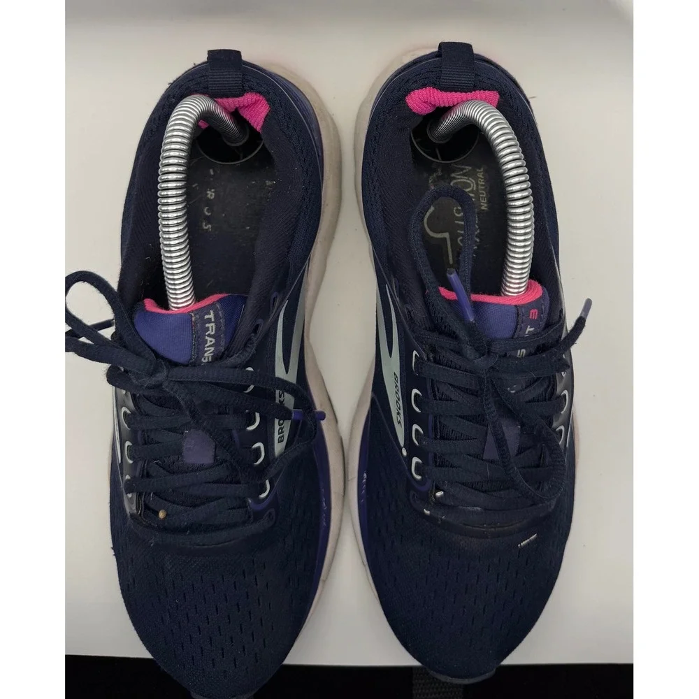 Brooks Transmit 3 Running Shoes Womens 8 Navy Pink Good 1203501B414